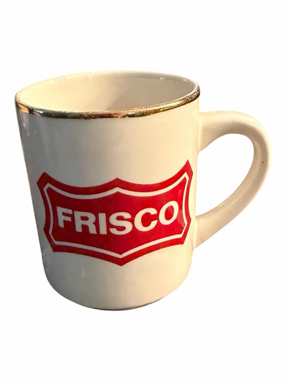 FRISCO Gold Rimmed Ceramic Coffee Mug
